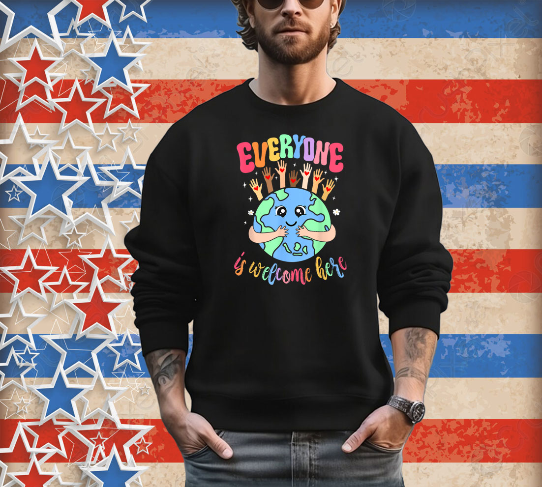Everyone Is Welcome Here Idaho Teacher Earth T-Shirt