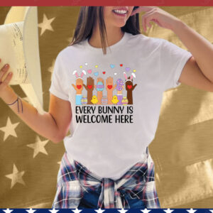 Everyone Is Welcome Here Idaho Teacher Happy Easter Bunny T-Shirt