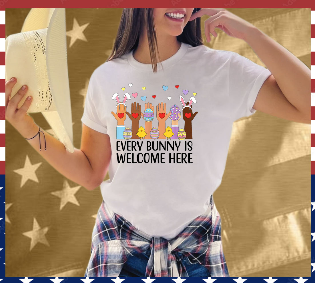Everyone Is Welcome Here Idaho Teacher Happy Easter Bunny T-Shirt
