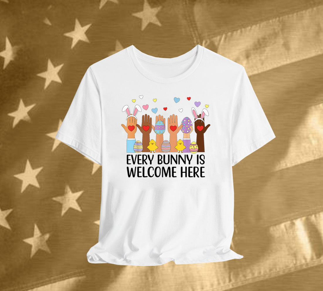 Everyone Is Welcome Here Idaho Teacher Happy Easter Bunny T-Shirt