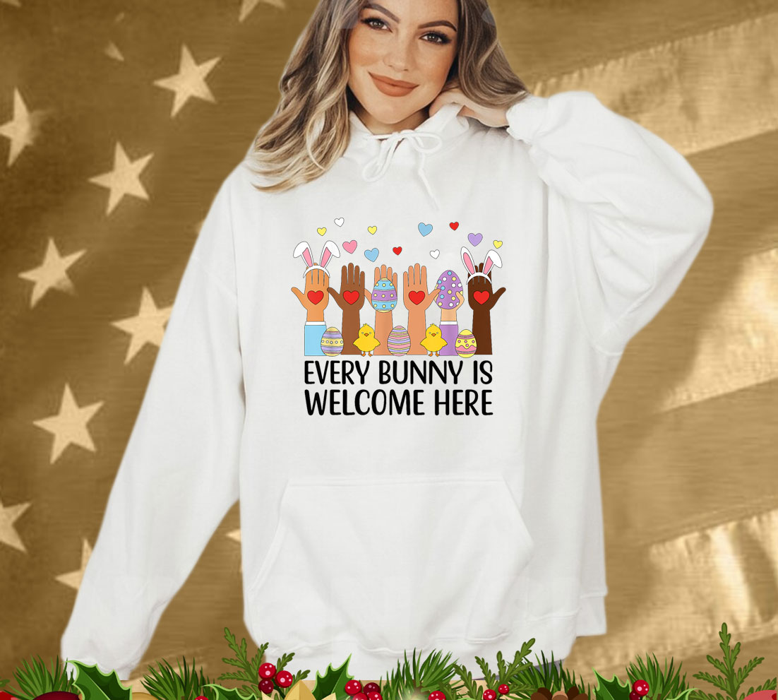 Everyone Is Welcome Here Idaho Teacher Happy Easter Bunny T-Shirt