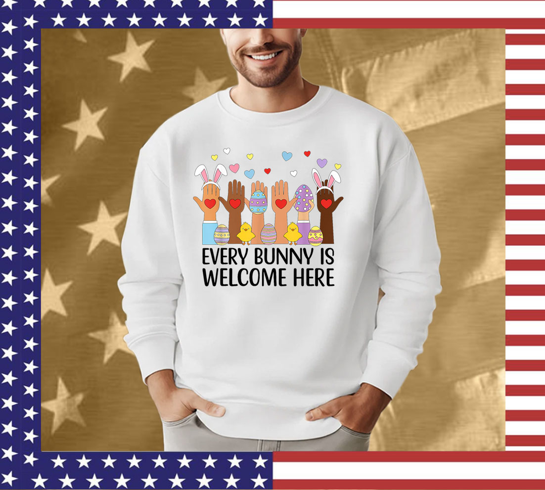 Everyone Is Welcome Here Idaho Teacher Happy Easter Bunny T-Shirt